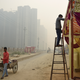 Smog-filled skies hover as people prepare for Diwali near New Delhi, India, on November 5, 2018.